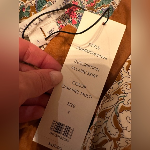 Veronica Beard NWT Allaire Midi silk skirt in caramel multi! - Picture 2 of 4